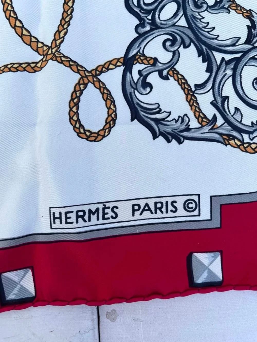 Hermes Red and Cream Key Motif Wall Tapestry